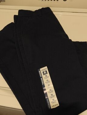 Izod Navy Flat-Front Straight Pants
